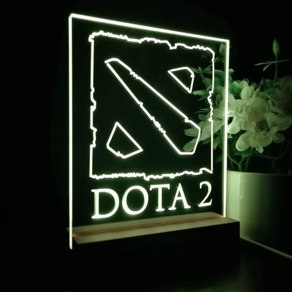 Dotas 2 Anime Nattlys 3D Illusionslampe 7 Farger Skift 4 Lysmodus USB Strøm