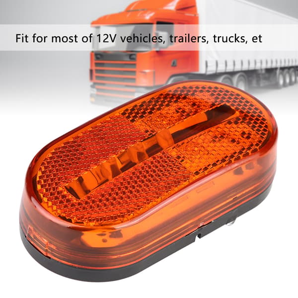12V 10 LED Baglygte Sidemarkerlampe med Reflekslinse til Bil Lastbil Trailer Gul