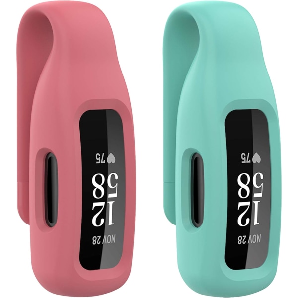 (2-pack) Kompatibla Fitbit Inspire 2-klämmor med stålplåt, enfärgade silikonklämmor för Inspire, vinröd, lavendel