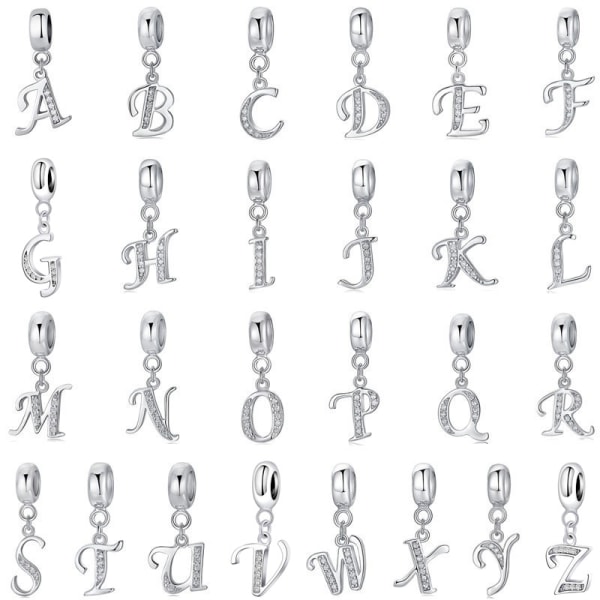 Bokstavsberlocker Initial A-Z Alphabet Beads, Silver 925 Sterli