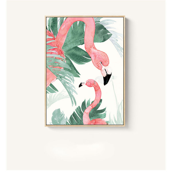 Flamingos i naturen Väggkonst Canvas Print affisch, enkel mode akvarellkonst