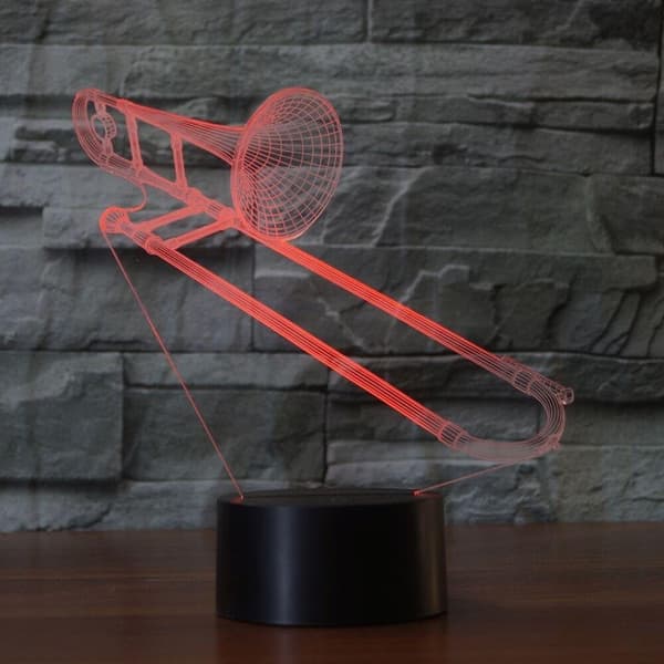 3D Trombone Form Natlampe Touch Bord Skrivebord Optisk Illus