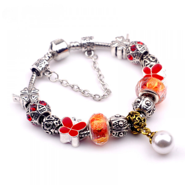 Armband Ladies Beaded Crystal Heart Pendant Snake Chain Bes
