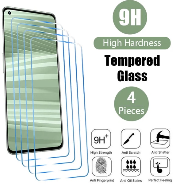 4PCS Härdat glas för Realme 9 skärmskydd glas