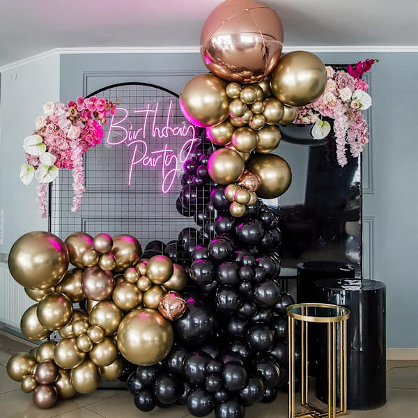 129 stk. sorte balloner Latex balloner Forskellige størrelser 18 12 10 5 tommer Festballon sæt til fødselsdagsfest Graduering Baby shower Bryllupsballon Deko Black