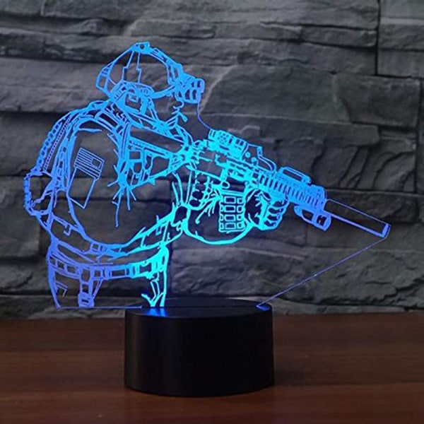 Snipergevär Optisk Illusion 3D LED Sensor Nattlampa med Smart Touch & USB 7 Färger Byt Atmosfärlampa för Jul Thanksgiving Dekoration