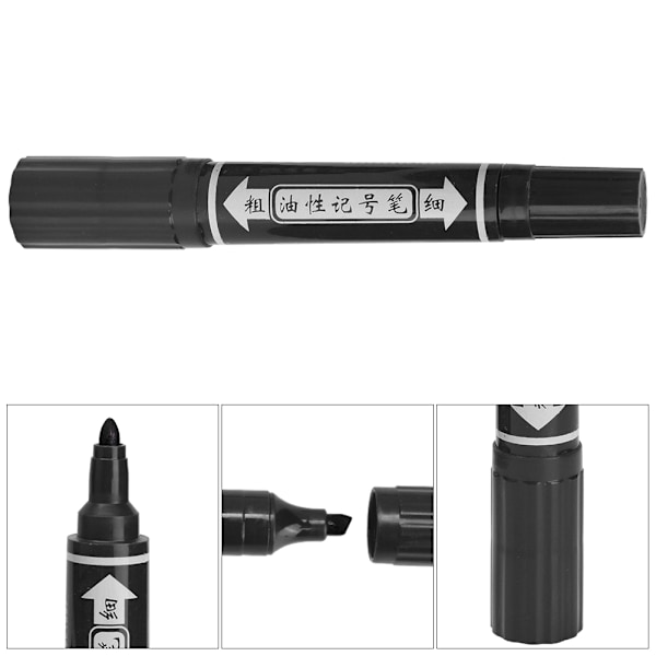 Marker Pen Olie Tyk Stor Dobbelt Hoved Signatur Marker Penne Highlighter Malerværktøjer (Sort)