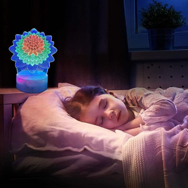 3D Nattlys Lotusblomst Inspirasjon Optisk Illusjon Lampe