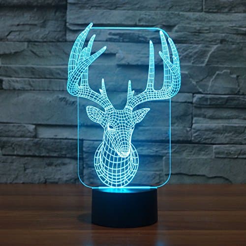 Nyhet Älg Hjort 3D Nattljus LED USB 7 Färgförändring LED T