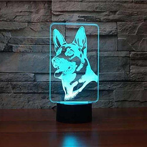 3D Schæferhund Natlampe Touch Bord Skrivebord Optisk Illu