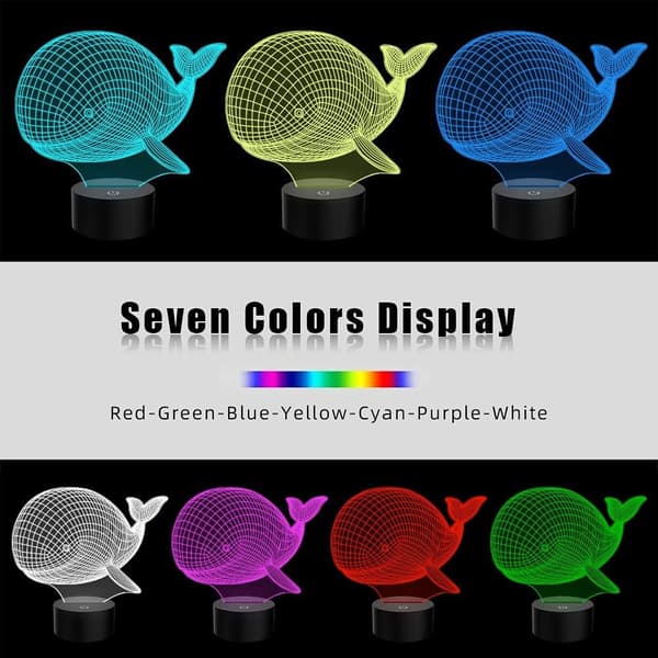 Hvalgaver for hvalelskere 3D-illusjon nattlampe