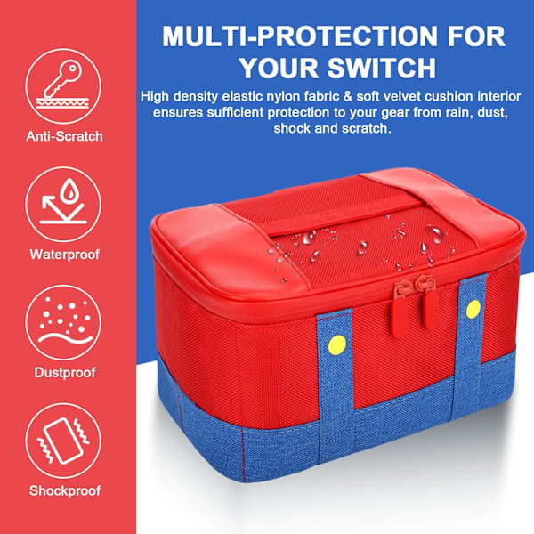 Söt Switch Bärväska för Nintendo Switch/Lite/OLED, Bärbar Mjuk Skal Vattentät Messenger Väska Oxford för NS SD Konsol Dock JoyCons Tillbehör Red