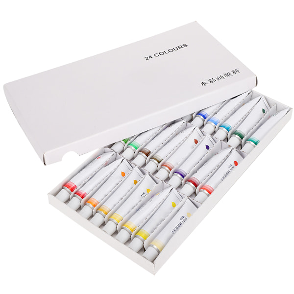24 st akvarellfärg set 12 ml professionell aluminium tub pensel skolkonstmaterial