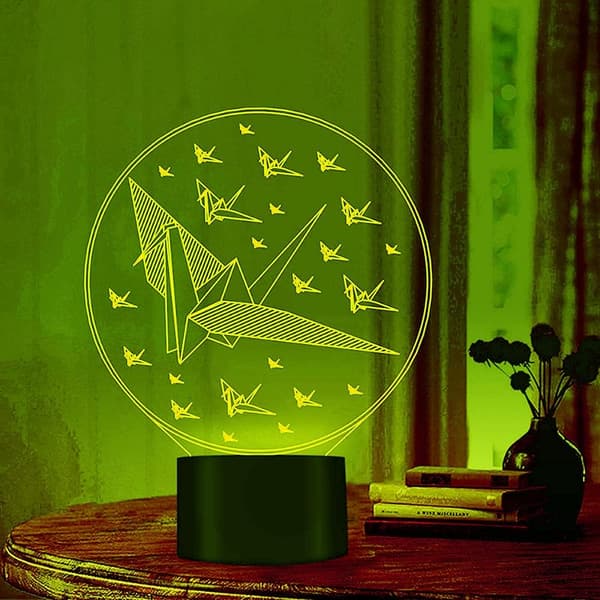 3D Papirtrane Nattlys Bord Skrivebord Optisk Illusjon Lamper