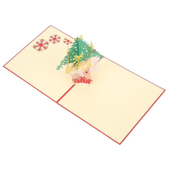 3D-julkort med snögubbe på julgran