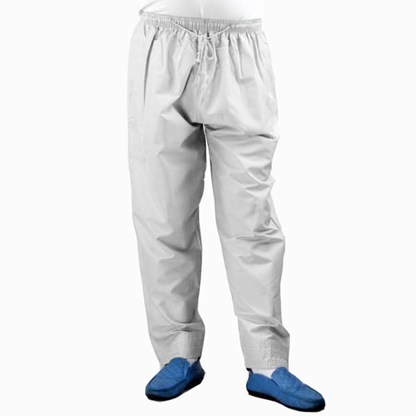 Herr Muslim Byxor Polyester Bomull Lös Stil med Midja Elastiskt Band Afghanska Byxor Kläder(Vit L)