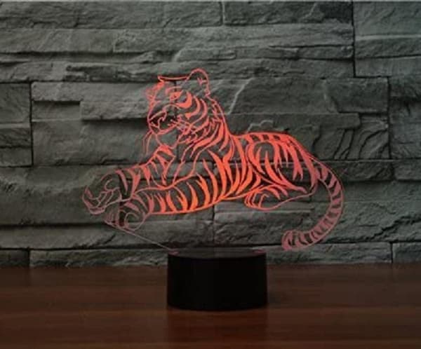 3D Tiger Animal Nattlampa Touch Bord Optisk Illusio