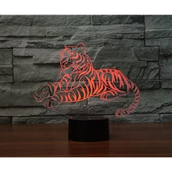 3D Tiger Dyre Natlampe Touch Bord Skrivebord Optisk Illusion