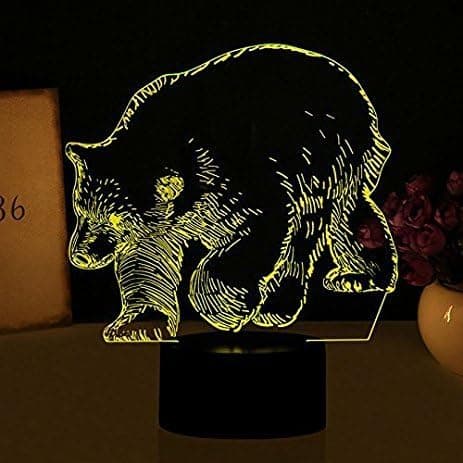 3D Bjørn Natlampe Optisk Illusion Dyr Natlampe
