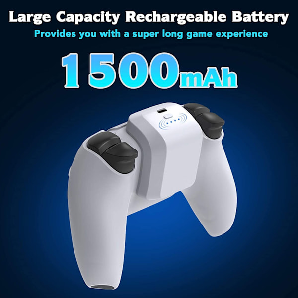 Uppladdningsbart batteripack för handkontroll 1500mAh Snabbladdning LED-indikator USB Typ C Batteri för PS5