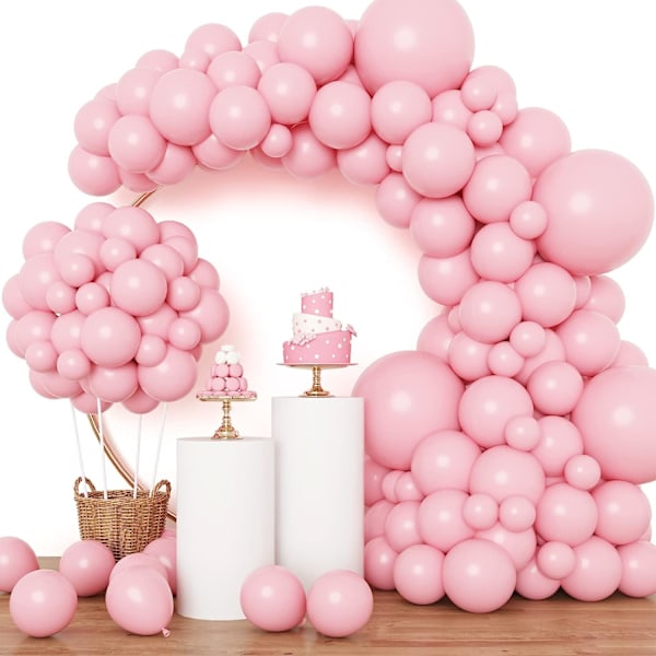 Rosa balloner 129 stk. Pastelrosa balloner i forskellige størrelser 18 12 10 5 tommer lyserøde balloner til Valentinsdag fødselsdag bryllupsdag baby S Baby Pink