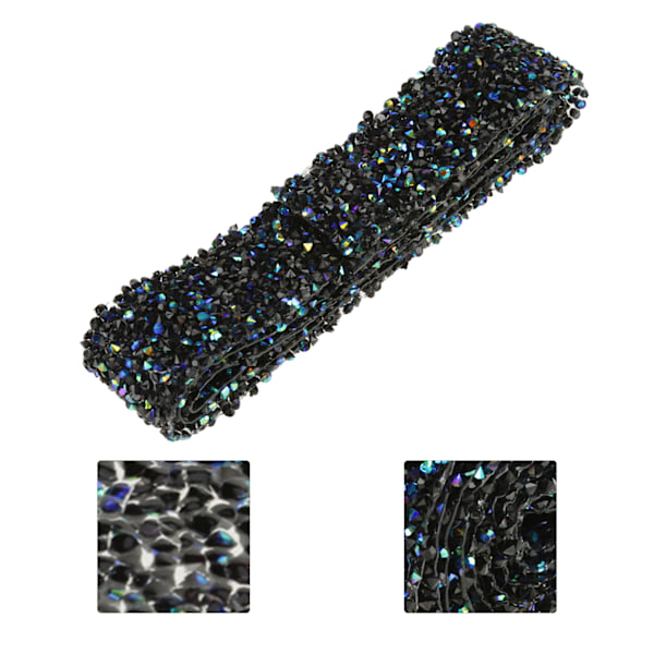Diamant Mesh Wrap Rull Sparkle Krystall Rhinestone Bånd Bryllupsdekorasjon (Blå & Svart)