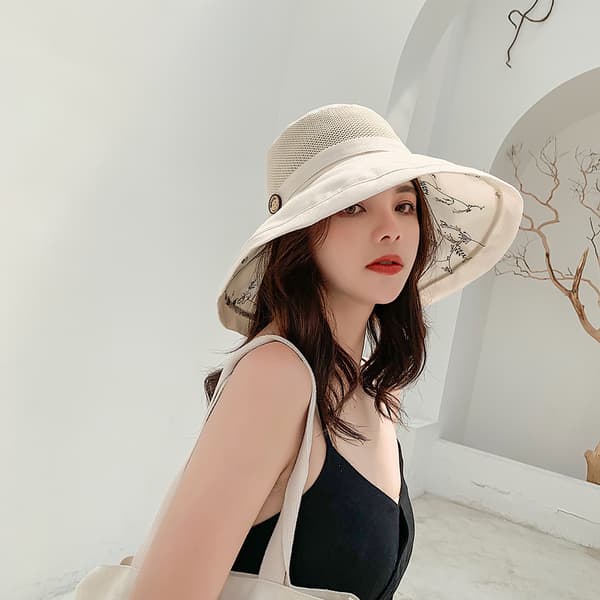 Dam solhatt i mesh, sommar UV-skydd, bred brätte, strand F F