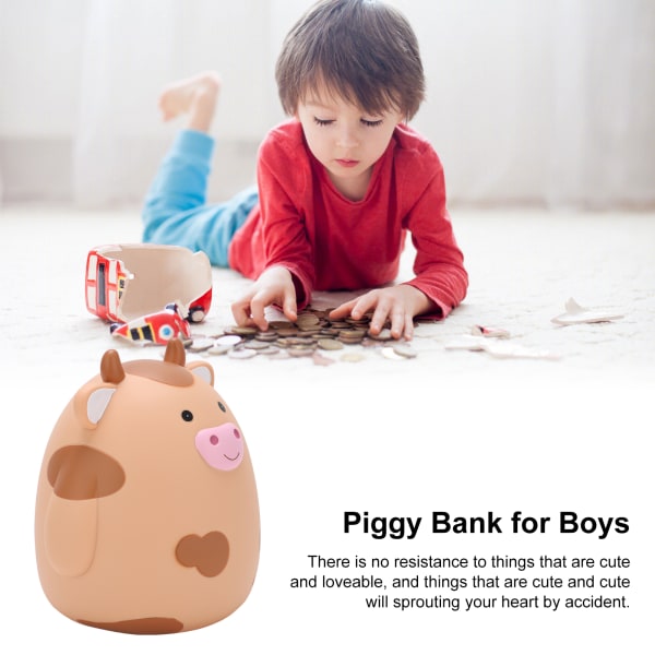 Piggy Bank Cartoon Cow Søt Praktisk Vinyl Broken Resistant Myntbank for barnedagsgaver