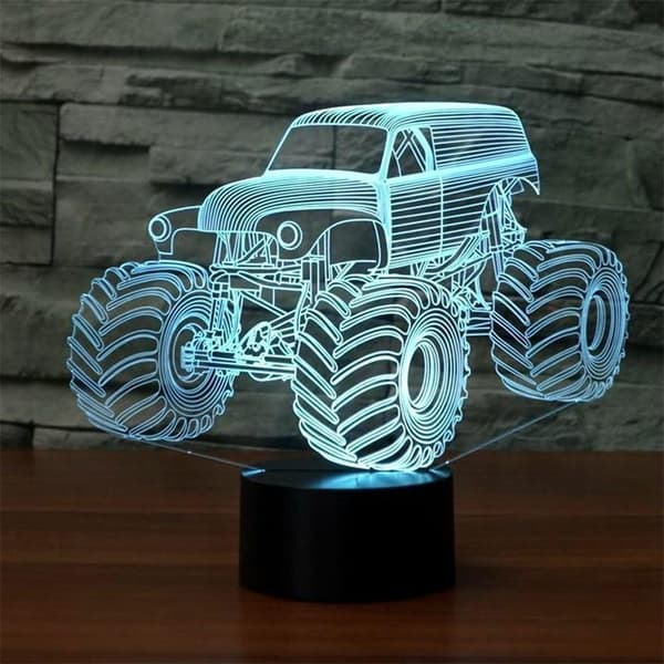 3D Optisk Illusjon Nattlys Leketøyslampe, Fjernkontroll, Dimmbar