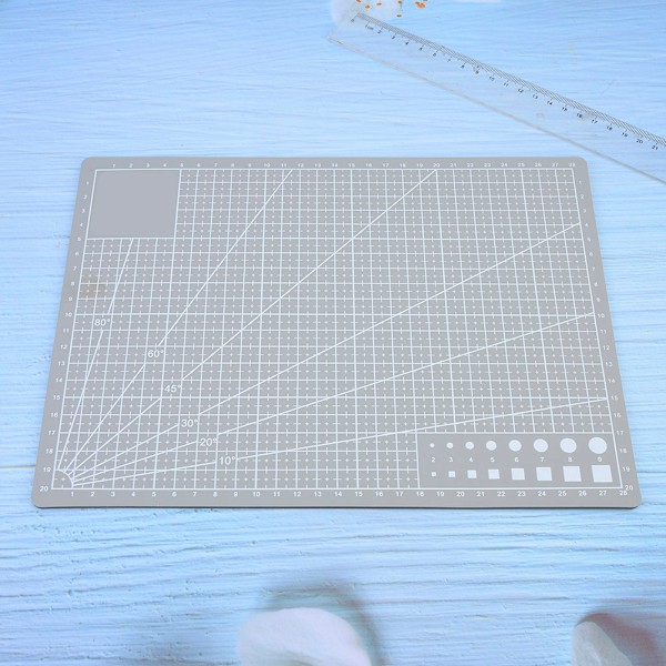 A4 rutnät PVC skärmatta Självläkande papper Läder Tyg Skärbräda (Grå)