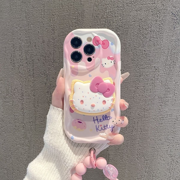 Kompatibel sød kat til iPhone, Pink Kawaii med stativ og vedhæng Telefonetui, Tegneserie Clear Soft TPU Telefonbeskyttelse iPhone 13 Mini