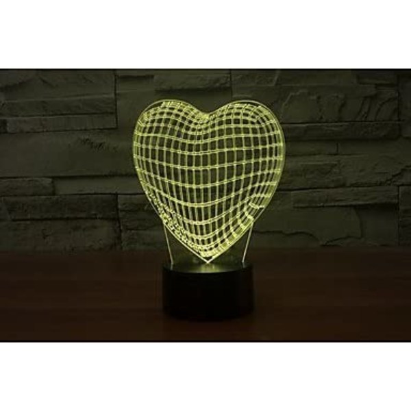 Ny 3D Kärlek Hjärta Nattljus Touch Switch Bordsskiva Optica