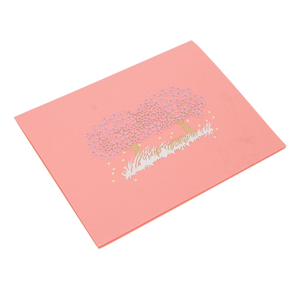 Cherry Card 3D Pappersromantisk Gratulationskort för Bröllopsdag Alla hjärtans dag med Kuvert Rosa