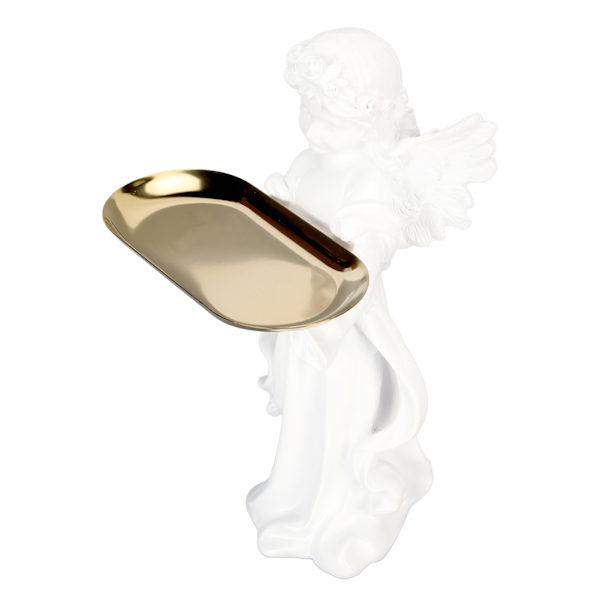 Baby Angel Statue Bakke Design 11,8in Håndskåret Rige Detaljer Resin Cherub Figur til Soveværelse Kontor Cafe