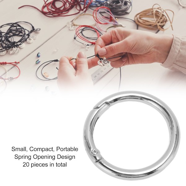 20 st fjäder O-ringar 1,57 tum diameter 0,2 tum tjock stark koppar säker stängning fjäder spännen för handväska väska smycken DIY Silver