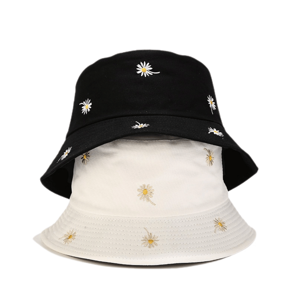 Sød Bucket Hat Strand Fiskerhatte til Kvinder, Vendbar D White