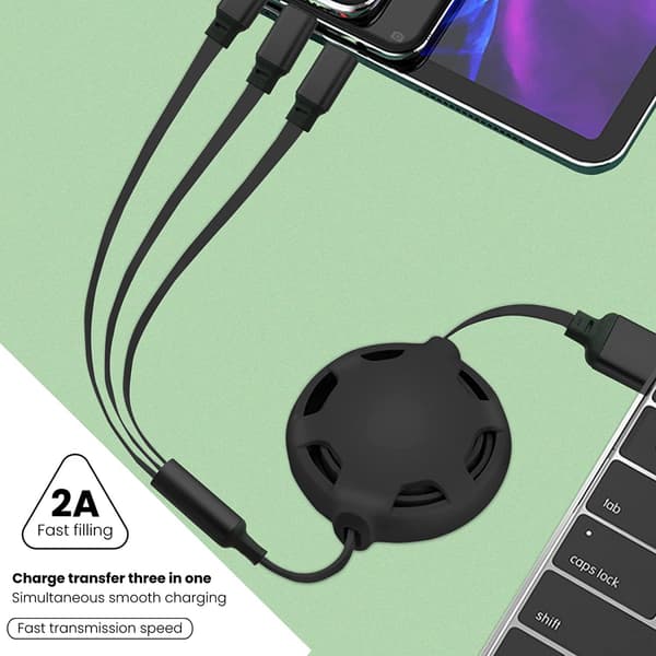 3 i 1 Universelt Udtrækkeligt USB-ladekabel, 1 m