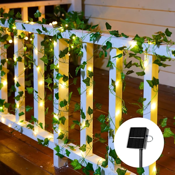 Aurinkokäyttöiset keijut valot ulkona, 40Ft aurinkokäyttöiset valosarjat muratti, aurinkokäyttöiset kasvi köynnös valot retkeilyyn ulkona puutarha piha aita seinä Vine Lights