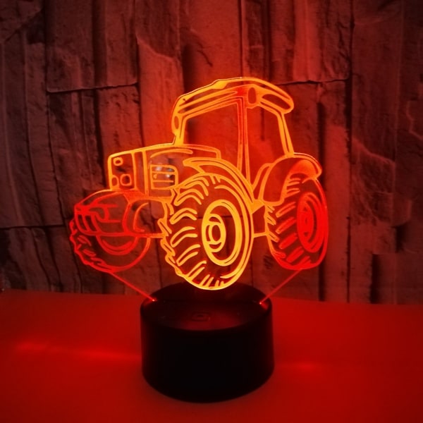 Traktor 3D nattlampa med fjärrkontroll och touch-kontroll, flera
