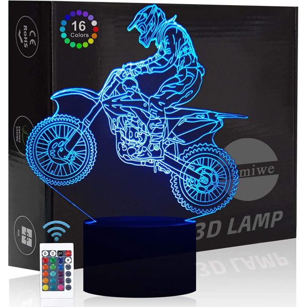 Motocross 3D Illusion Nattljus Leksak, 16 Färger Ändra Smar