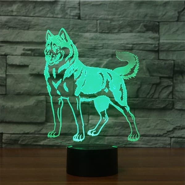3D LED Vill Ulv Optisk Illusjon Nattlys, 7 Fargeendringer