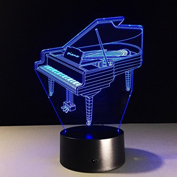 3D Piano Nattlampa LED USB 7 Färgförändring LED Bordslampa X