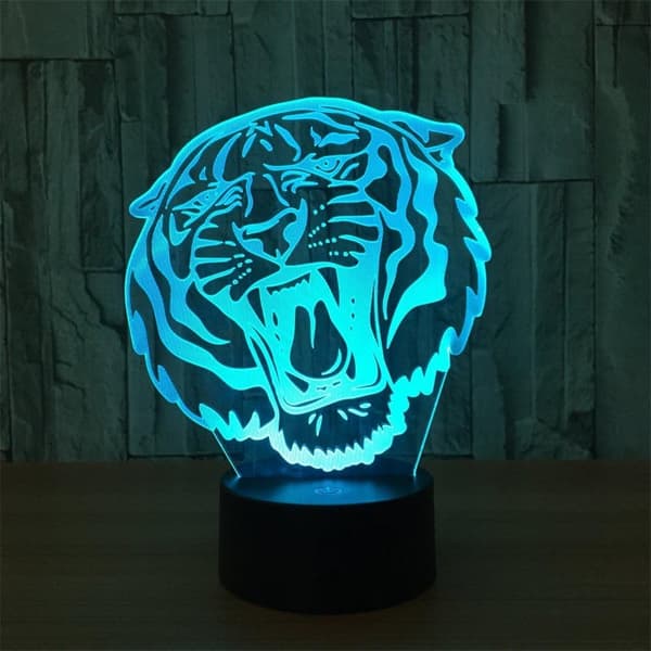 3D Optisk Illusjon Dyr Tiger Fargerik Lyseffekt Til