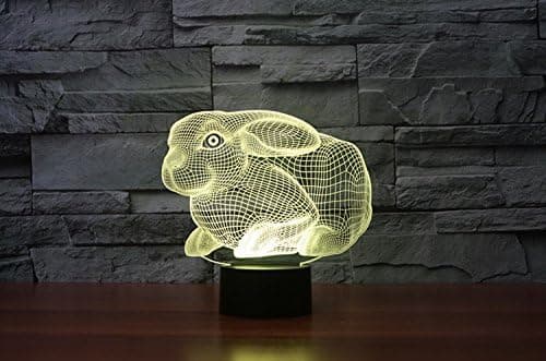 3D Kanin Nattlys Bord Skrivebord Optisk Illusjon Lamper 7 Fa