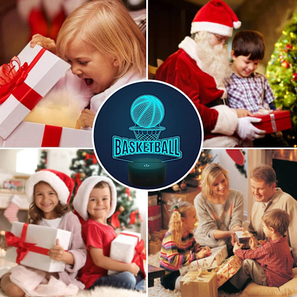 Basketball 3D Illusion Lampe, Attivolife Fjernbetjening med 16 Farveskift