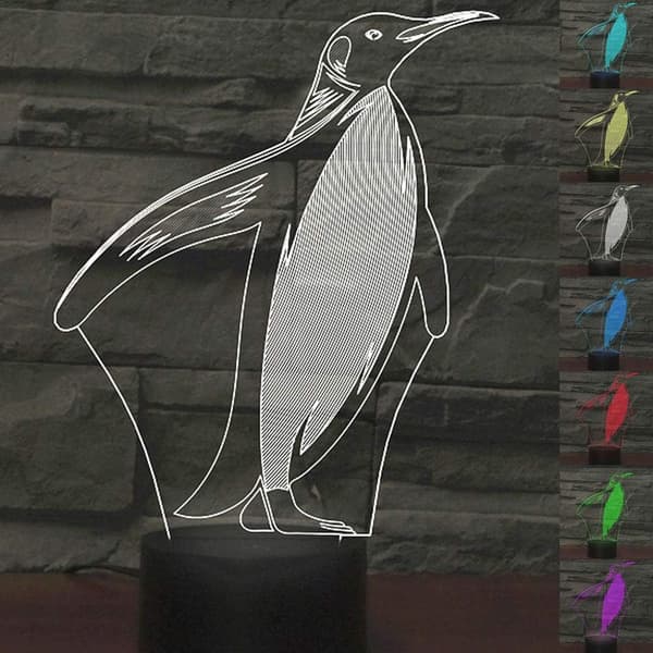 Abstrakt 3D Optisk Illusion Pingvin Form Farverigt Lys