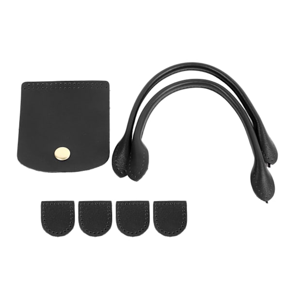 Læder Pung Rem DIY Fashionable Håndtaske Håndtag med Flip Cover Lynlås Stopper til Pung Fremstilling Tilbehør Sort Overlæder