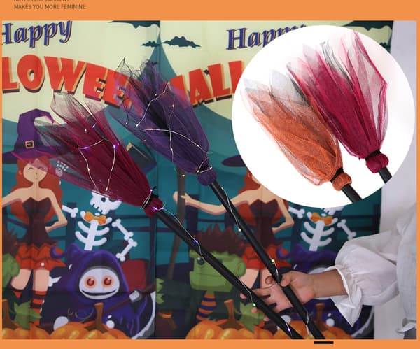 Halloween Plast Heksekost med Nettgarn