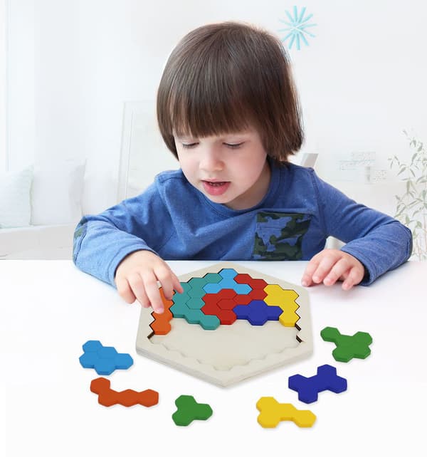 Geometrisk puslespill i tre med sekskanter