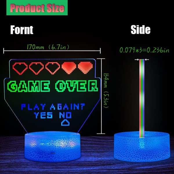 3 i 1 Uppgraderad Game Over Spel Dekor för Pojkrum, Multi-
